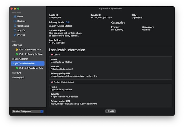 A screenshot of an early version of AppDab